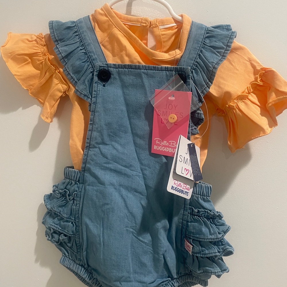 Ruffle Butts Blue and Orange Kids Matching Set